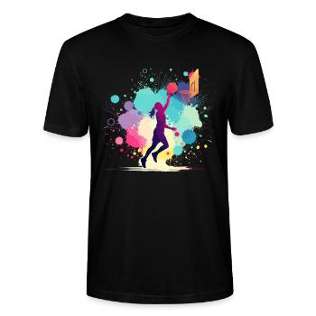 Joueur de basket-ball, basket-ball, joueur de basket-ball - T-shirt bio CRAFTER Stanley Stella Unisexe - noir - Devant - Alina (178cm) & Michal (187cm)