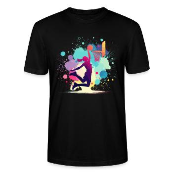 Joueur de basket-ball, basket-ball, joueur de basket-ball - T-shirt bio CRAFTER Stanley Stella Unisexe - noir - Devant - Alina (178cm) & Michal (187cm)