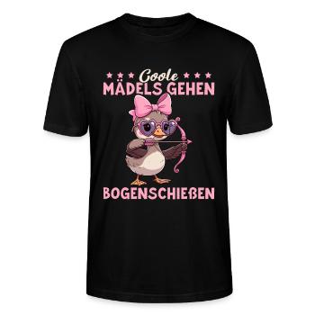 Bogensport - Coole Mädels gehen Bogenschießen - Stanley/Stella Unisex Bio-T-Shirt CRAFTER - Schwarz - Vorne - Alina (178cm) & Michal (187cm)