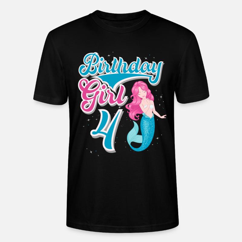 Sirène du 4e anniversaire - T-shirt bio CRAFTER Stanley Stella Unisexe - noir
