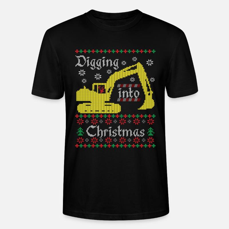 Digging into Ugly Christmas Bagger Bauarbeiter - Stanley/Stella Unisex Bio-T-Shirt CRAFTER - Schwarz
