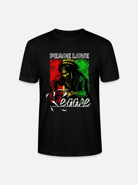 Frieden Liebe Reggae Rastafari Gitarre - Stanley/Stella Unisex Bio-T-Shirt CRAFTER - Schwarz