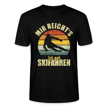 Skiing Skier Ski Funny Saying - Stanley/Stella CRAFTER Unisex Organic T-Shirt - black - Front - Alina (178cm) & Michal (187cm)