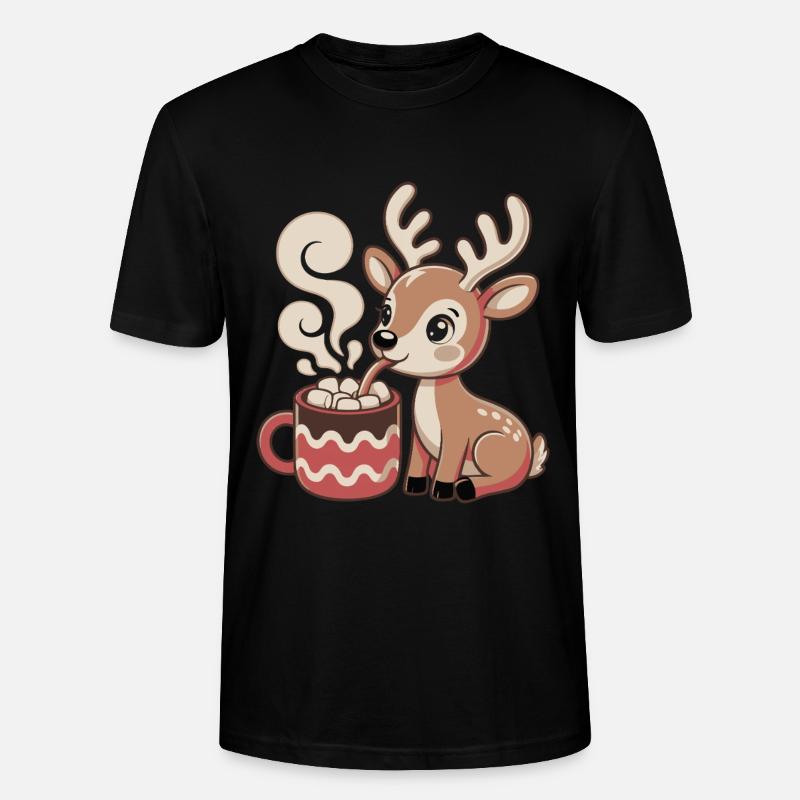 Le cerf câlin boit du cacao - T-shirt bio CRAFTER Stanley Stella Unisexe - noir
