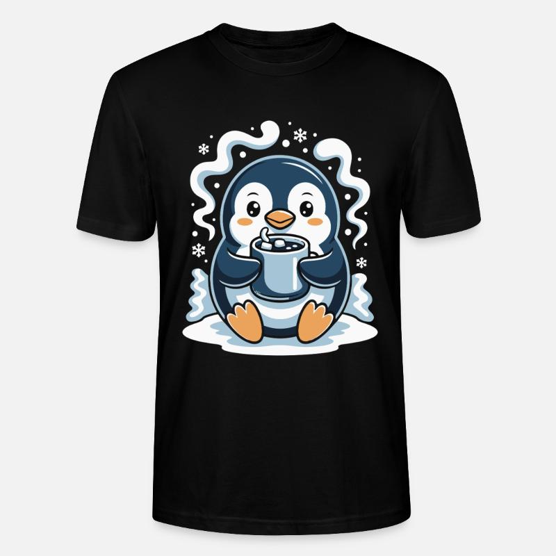 Pingouin câlin avec chocolat chaud - T-shirt bio CRAFTER Stanley Stella Unisexe - noir