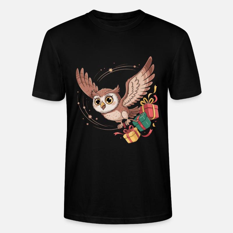 Eulenflug mit Geschenken - Stanley/Stella Unisex Bio-T-Shirt CRAFTER - Schwarz