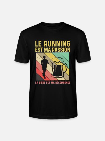 Running Passion Bière Récompense Humour Course - T-shirt bio CRAFTER Stanley Stella Unisexe - noir