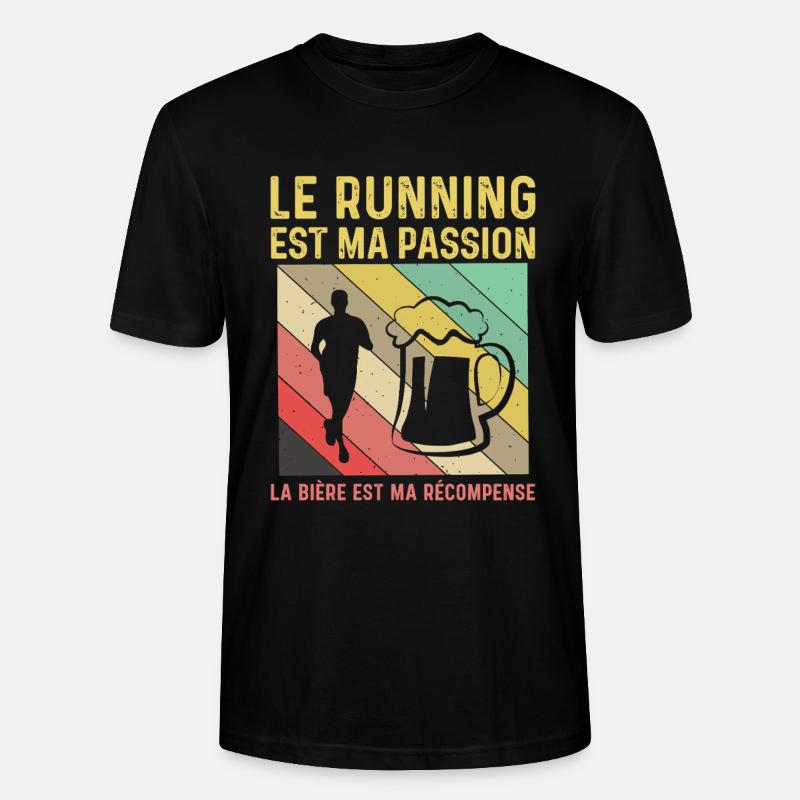 Running Passion Bière Récompense Humour Course - T-shirt bio CRAFTER Stanley Stella Unisexe - noir