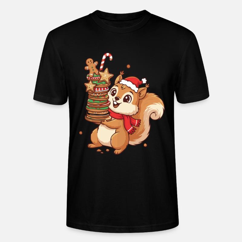 Weihnachts Eichhörnchen mit Keksen - Stanley/Stella Unisex Bio-T-Shirt CRAFTER - Schwarz