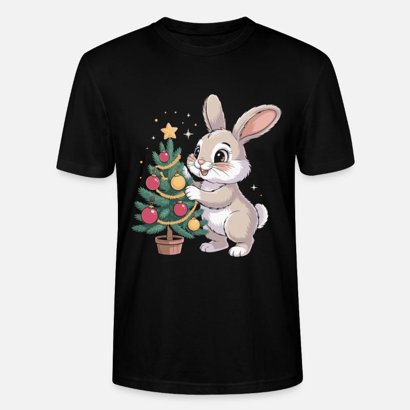 Osterhase schmückt Baum - Stanley/Stella Unisex Bio-T-Shirt CRAFTER - Schwarz
