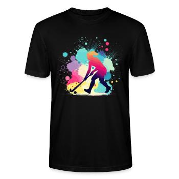 Hockey sur gazon, joueur de hockey sur gazon, hockey - T-shirt bio CRAFTER Stanley Stella Unisexe - noir - Devant - Alina (178cm) & Michal (187cm)