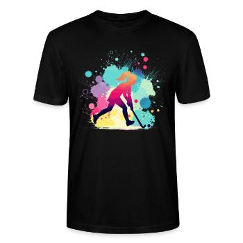 Hockey sur gazon, joueur de hockey sur gazon, hockey - T-shirt bio CRAFTER Stanley Stella Unisexe - noir - Devant - Alina (178cm) & Michal (187cm)
