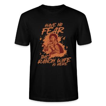 Épouse d’une mère fermière - T-shirt bio CRAFTER Stanley Stella Unisexe - noir - Devant - Alina (178cm) & Michal (187cm)