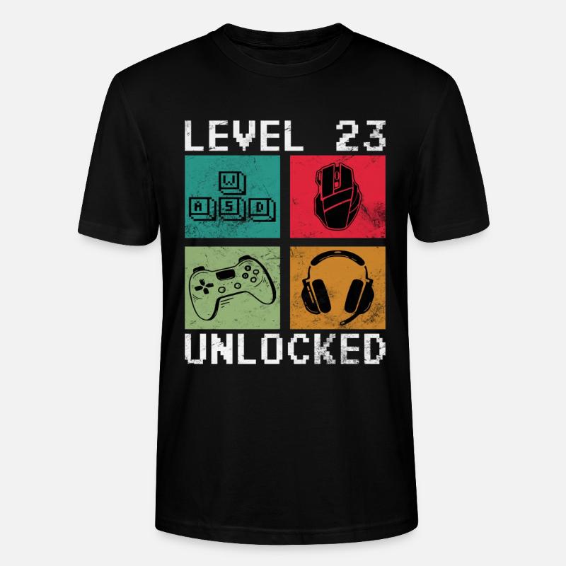 Level 23 Unlocks Pixel Gaming - Stanley/Stella CRAFTER Unisex Organic T-Shirt - black