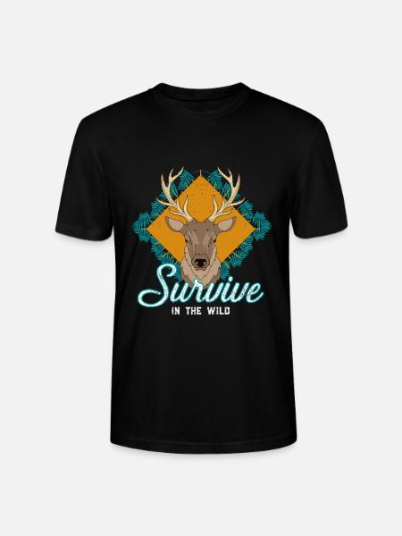 Survive In The Wild Deer Motif - Stanley/Stella CRAFTER Unisex Organic T-Shirt - black
