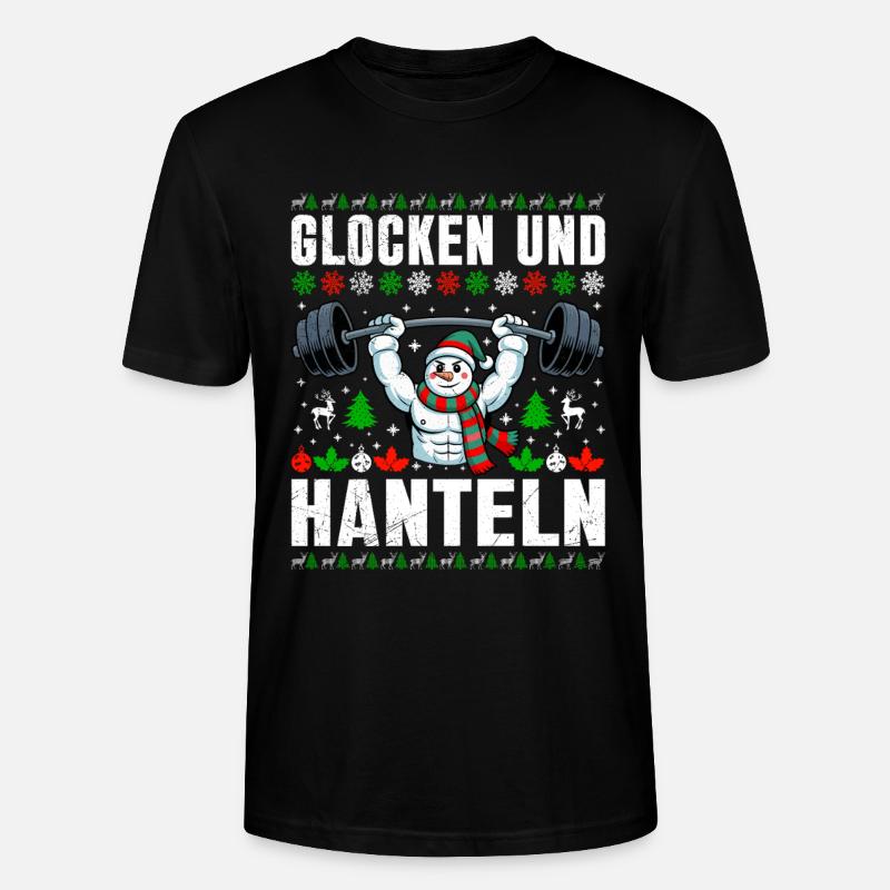 Noël CLOCHES ET HALTÈRES Fun - T-shirt bio CRAFTER Stanley Stella Unisexe - noir