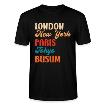 Wattenmeer LONDON NEW YORK PARIS BÜSUM Lustig - Stanley/Stella Unisex Bio-T-Shirt CRAFTER - Schwarz - Vorne - Alina (178cm) & Michal (187cm)