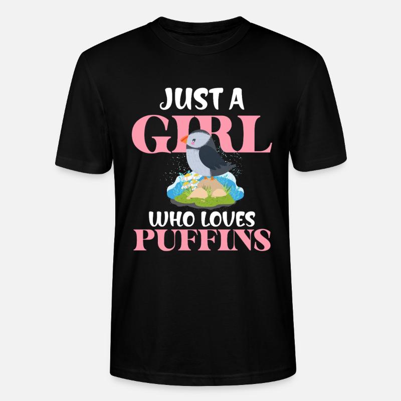 Nur ein Mädchen liebt Puffins - Stanley/Stella Unisex Bio-T-Shirt CRAFTER - Schwarz