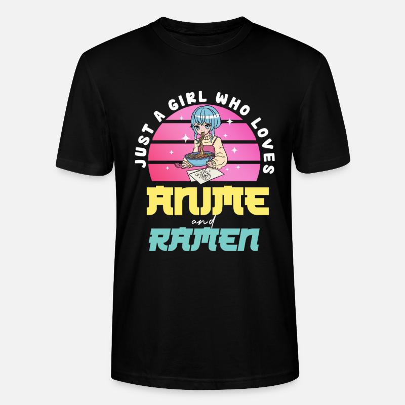 Anime Liebe Mädchen isst Ramen - Stanley/Stella Unisex Bio-T-Shirt CRAFTER - Schwarz