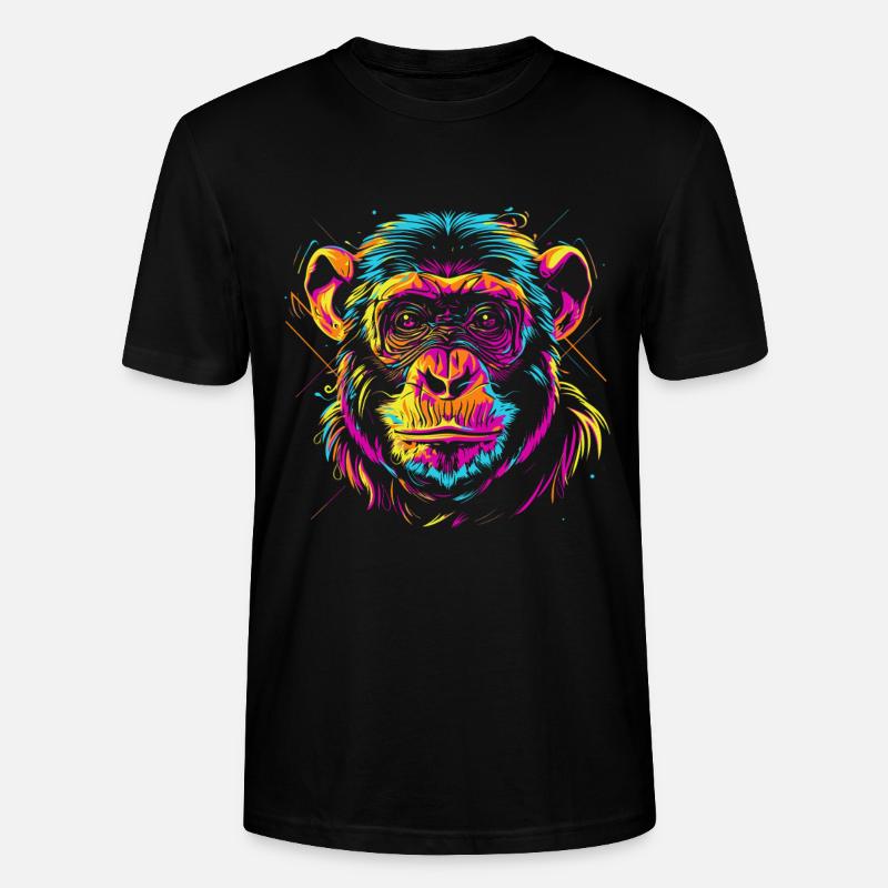 Neon Affenkopf im Pop-Art Stil - Stanley/Stella Unisex Bio-T-Shirt CRAFTER - Schwarz
