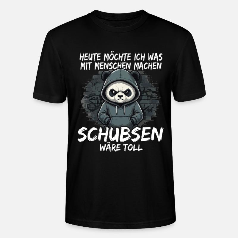 Grimmiger Panda – Sarkastisches Schubsen - Stanley/Stella Unisex Bio-T-Shirt CRAFTER - Schwarz