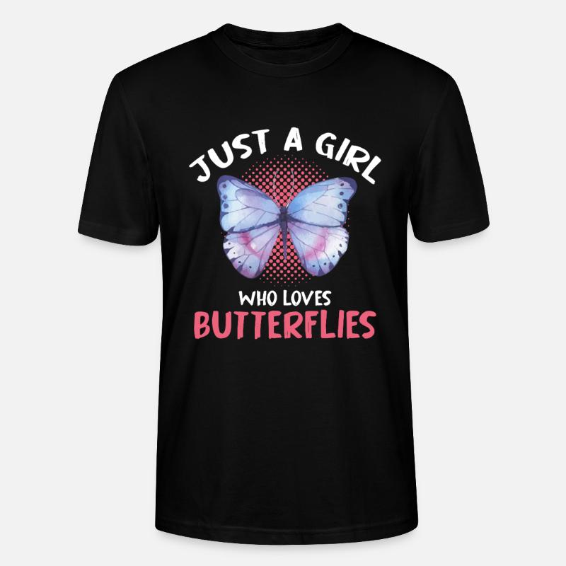 Nur ein Mädchen liebt Schmetterlinge - Stanley/Stella Unisex Bio-T-Shirt CRAFTER - Schwarz