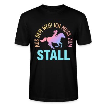 Reiten Reiterin Aus dem Weg Ich muss zum Stall - Stanley/Stella Unisex Bio-T-Shirt CRAFTER - Schwarz - Vorne - Alina (178cm) & Michal (187cm)
