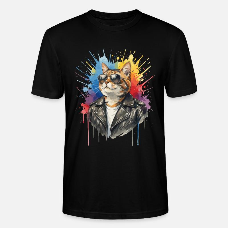 Katze mit Sonnenbrille, Coole Katze - Stanley/Stella Unisex Bio-T-Shirt CRAFTER - Schwarz