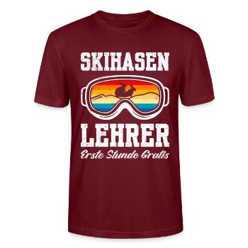 Skifahren SKIHASEN LEHRER ERSTE STUNDE GRATIS - Stanley/Stella Unisex Bio-T-Shirt CRAFTER - Burgunderrot - Vorne - Alina (178cm) & Michal (187cm)