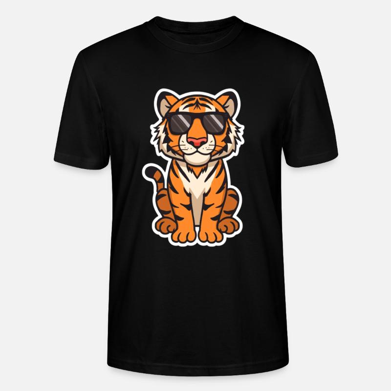 Tiger Illustration mit Sonnenbrille - Stanley/Stella Unisex Bio-T-Shirt CRAFTER - Schwarz