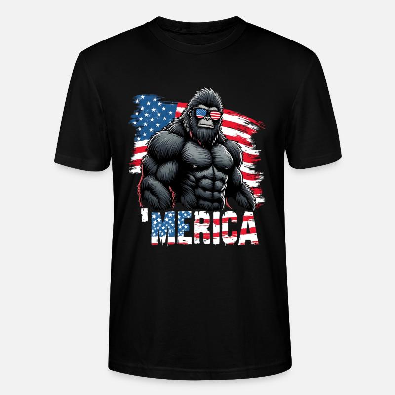 Muskelgorilla mit Flagge - Stanley/Stella Unisex Bio-T-Shirt CRAFTER - Schwarz