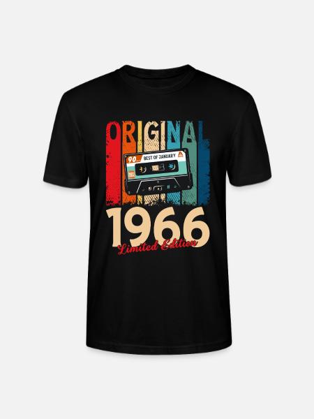 60th Birthday Cassette January 1966 - Stanley/Stella CRAFTER Unisex Organic T-Shirt - black