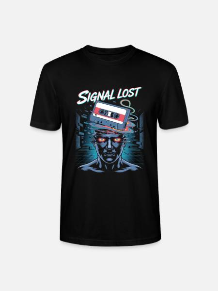 Signal Lost Retro Sci-Fi Glitch Design - Stanley/Stella CRAFTER Unisex Organic T-Shirt - black