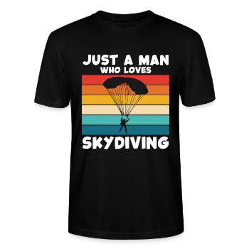 Fallschirmsport Retro Regenbogen - Stanley/Stella Unisex Bio-T-Shirt CRAFTER - Schwarz - Vorne - Alina (178cm) & Michal (187cm)