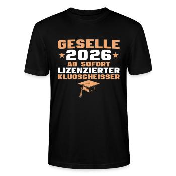 Journeyman 2026 Journeyman's examination Apprenticeship passed - Stanley/Stella CRAFTER Unisex Organic T-Shirt - black - Front - Alina (178cm) & Michal (187cm)