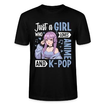 Just A Girl Who Loves Anime And K-Pop - Stanley/Stella CRAFTER Unisex Organic T-Shirt - black - Front - Alina (178cm) & Michal (187cm)