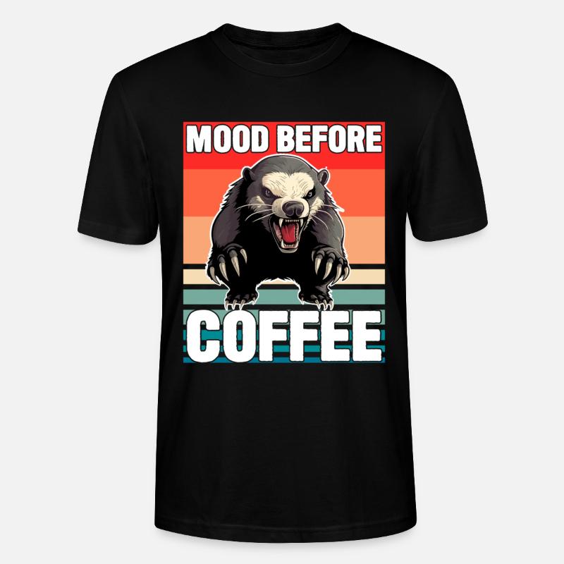 Honigdachs-Stimmung vor dem Kaffee - Stanley/Stella Unisex Bio-T-Shirt CRAFTER - Schwarz