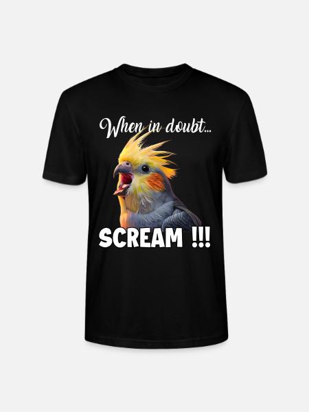 Funny Cockatiel T, Screaming Bird Meme - Stanley/Stella CRAFTER Unisex Organic T-Shirt - black