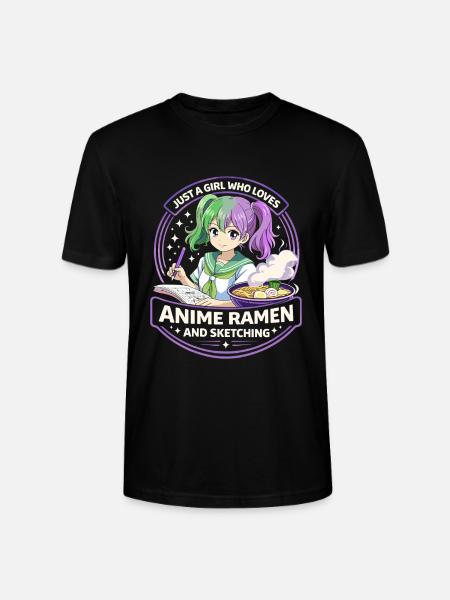 Just a Girl: Anime Ramen Sketching - Stanley/Stella CRAFTER Unisex Organic T-Shirt - black