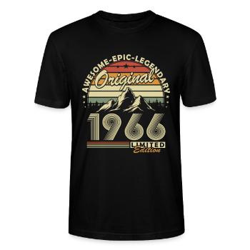 Original 1966 Retro Vintage Geburtstagsgeschenk - Stanley/Stella Unisex Bio-T-Shirt CRAFTER - Schwarz - Vorne - Alina (178cm) & Michal (187cm)