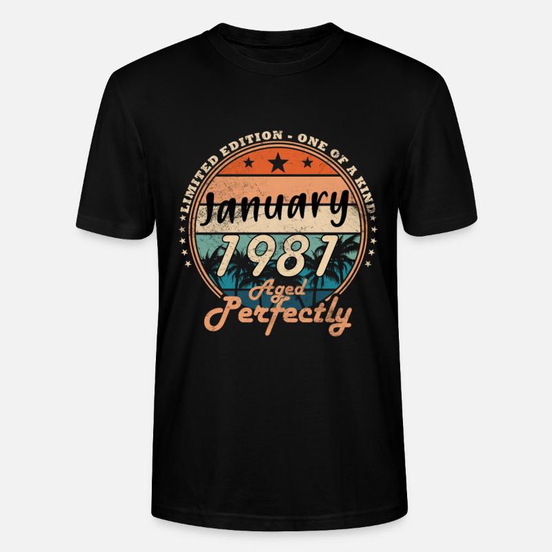 45e anniversaire Original janvier 1981 - T-shirt bio CRAFTER Stanley Stella Unisexe - noir