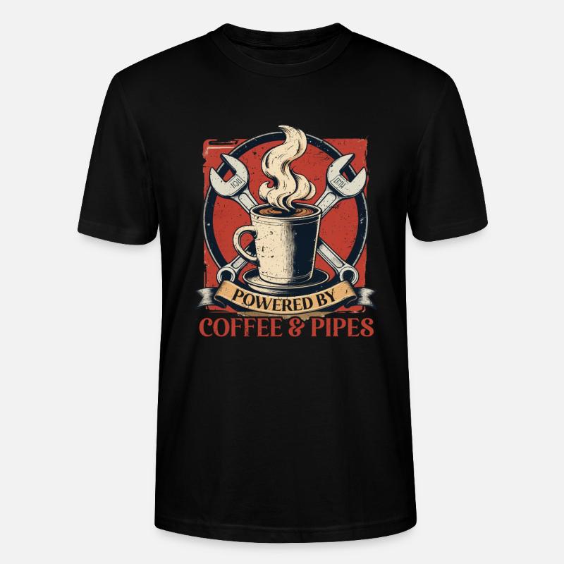 Pipelayers Powered By Coffee & Pipes - Stanley/Stella CRAFTER Unisex Organic T-Shirt - black