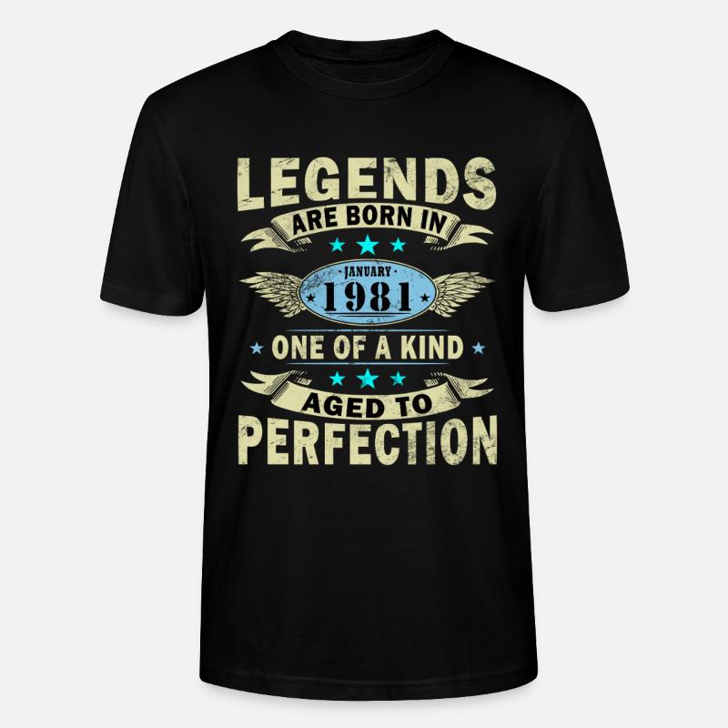 Janvier 1981 anniversaire janvier 1981 Janvier - T-shirt bio CRAFTER Stanley Stella Unisexe - noir