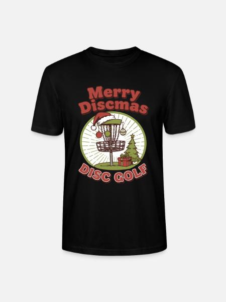 Merry Discmas Disc Golf Funny Flying Disc Basket - Stanley/Stella CRAFTER Unisex Organic T-Shirt - black