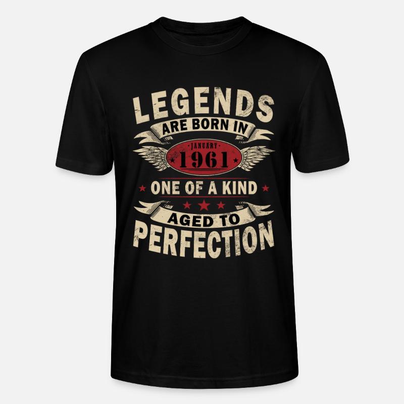 65e anniversaire Millésime janvier 1961 - T-shirt bio CRAFTER Stanley Stella Unisexe - noir