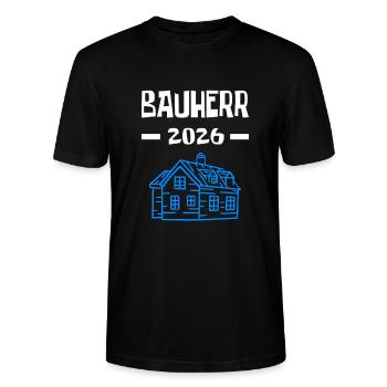 Cérémonie de déploiement du site de construction Häuslbauer du client 2026 - T-shirt bio CRAFTER Stanley Stella Unisexe - noir - Devant - Alina (178cm) & Michal (187cm)