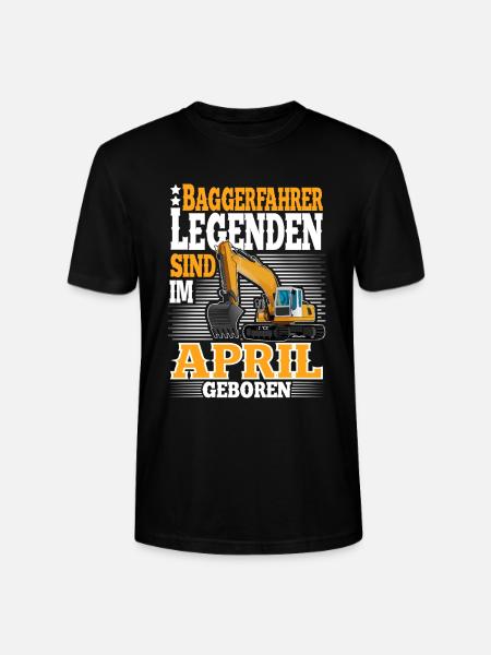 Excavator Driver Birthday April - Stanley/Stella CRAFTER Unisex Organic T-Shirt - black