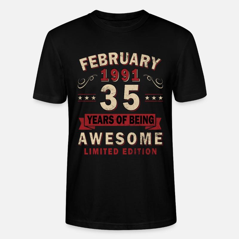 Februar 1991 - Geschenk Februar 1991 - Stanley/Stella Unisex Bio-T-Shirt CRAFTER - Schwarz