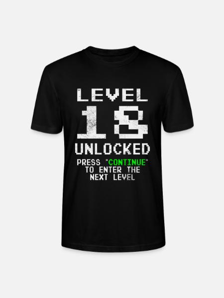Level 18 Unlocked - Stanley/Stella CRAFTER Unisex Organic T-Shirt - black