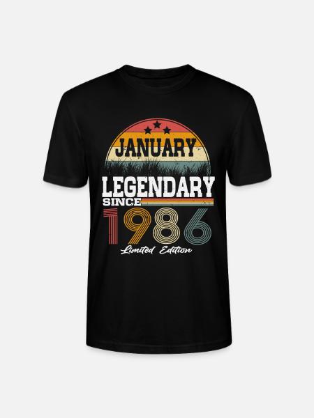 Legends-were-born-in-January-1986 - Stanley/Stella CRAFTER Unisex Organic T-Shirt - black